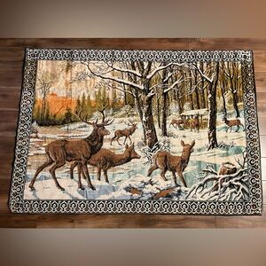 VTG Winter Forest Deer Tapestry - Made in Italy